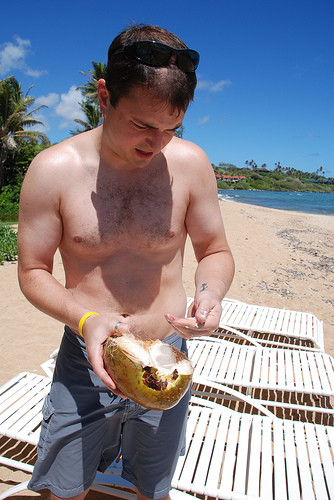 Scott catches coconut